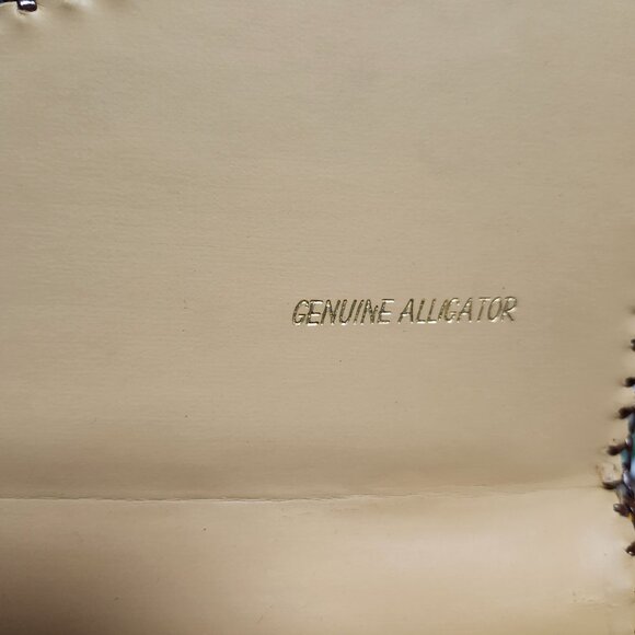 Vintage 1950's Genuine ALLIGATOR Multi Section Handbag Adjustable Strap - Picture 4 of 11